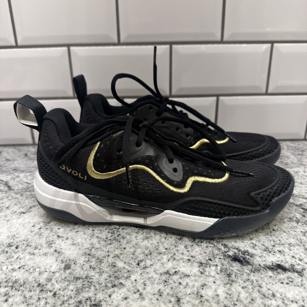 Avoli Womens 7‎ Volleyball Shoes Black Gold FA113-070 Athletic Court Sneakers